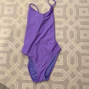 purple tie back one-piece
